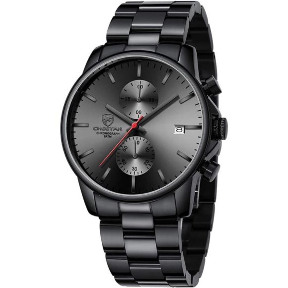 Mens Watches With Stainless Steel Waterproof Chronograph Quartz Watch